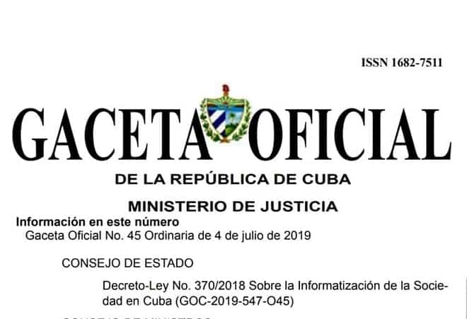 Gaceta Oficial sobre nuevas leyes de informatización de la sociedad cubana