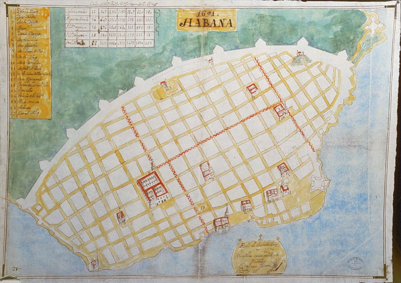 Mapa de la Habana en 1691