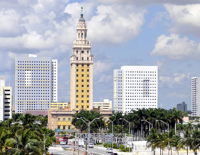 Exigen libertad de Denis Solís frente a Torre de la Libertad de Miami