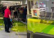 Extraño líquido verde sorprende a viajeros en el Aeropuerto Internacional de Miami